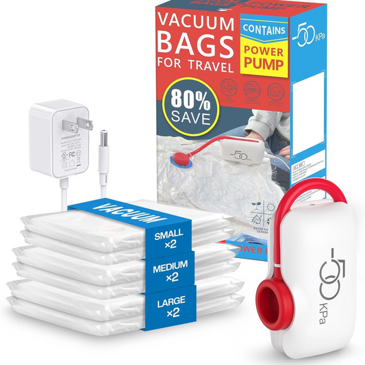 🔥⚡6er-Pack elektrische USB-Vakuum-Kompressionsbeutel – Platz sparen, leicht reisen!