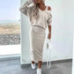 🔥👚👖Zweiteiliges Damen-Set aus ärmellosem Kleid und lockerem Pullover mit V-Ausschnitt