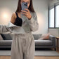 🔥👚👖Damen lässiges 2-teiliges Set mit Reißverschluss