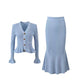 🔥👚👖Strick-Zweiteiler: Figurbetontes Top & Fishtail-Bodycon-Rock