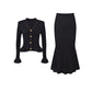🔥👚👖Strick-Zweiteiler: Figurbetontes Top & Fishtail-Bodycon-Rock