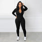 🔥🩱Einfarbiger nahtloser Jumpsuit mit halbem Reißverschluss