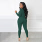 🔥🩱Einfarbiger nahtloser Jumpsuit mit halbem Reißverschluss