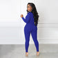 🔥🩱Einfarbiger nahtloser Jumpsuit mit halbem Reißverschluss