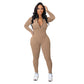 🔥🩱Einfarbiger nahtloser Jumpsuit mit halbem Reißverschluss