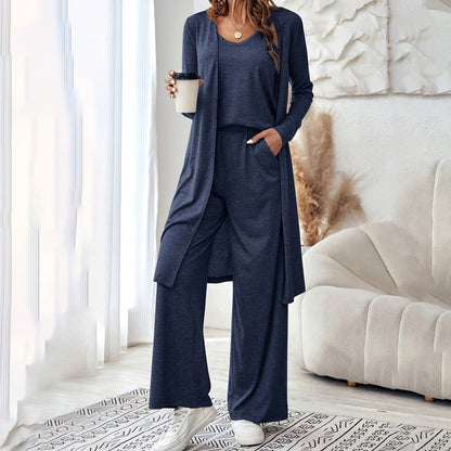 🔥👚👖Stilvolles 3-teiliges Damen-Set – Leibchen, Strickjacke und Hose