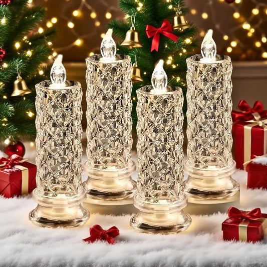 🔥✨ Romantische Atmosphäre und schönes Aussehen, Set mit 4 LED-Kristallkerzenhaltern